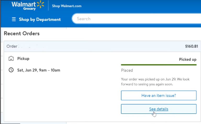 problem with walmart online order