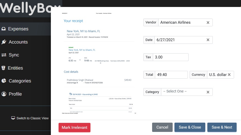 american airline ticket