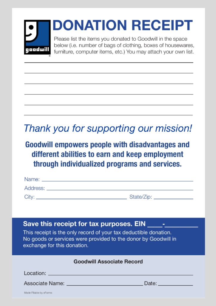 Goodwill Donation Receipt Track & Manage Goodwill Tax Deductions